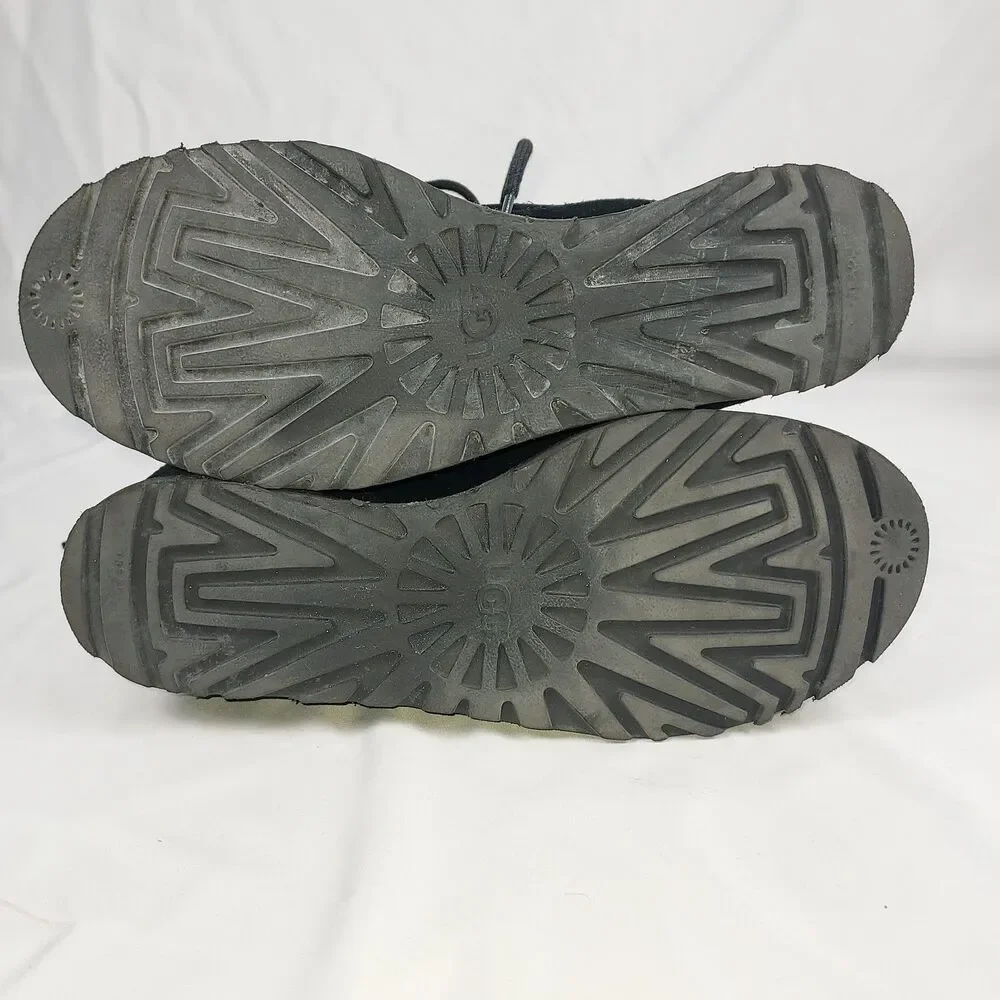 UGG Neumel Style Black Suede Chukka Boots Womens 9 Fur Lined Winter